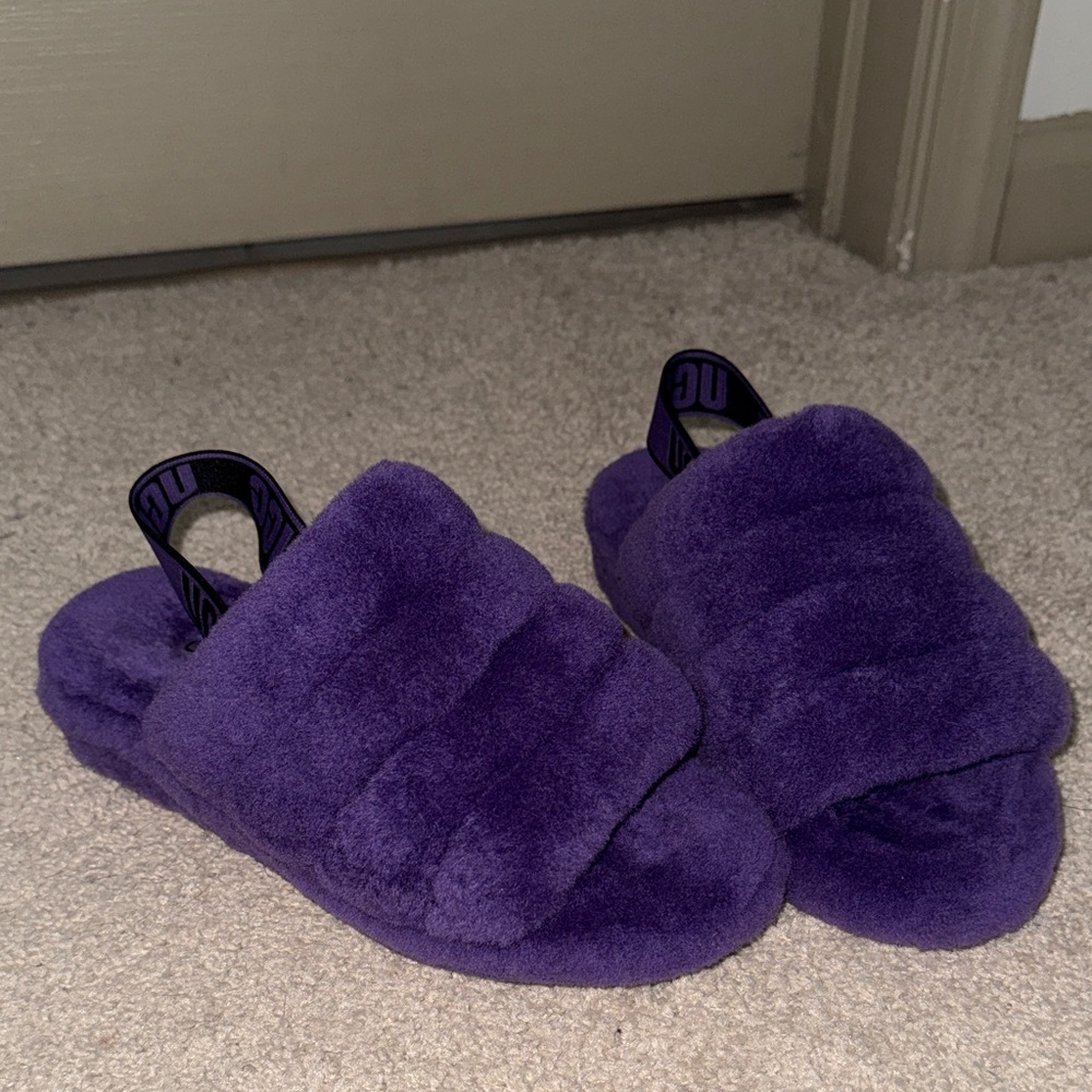 UGG Plush Purple Slide Slippers